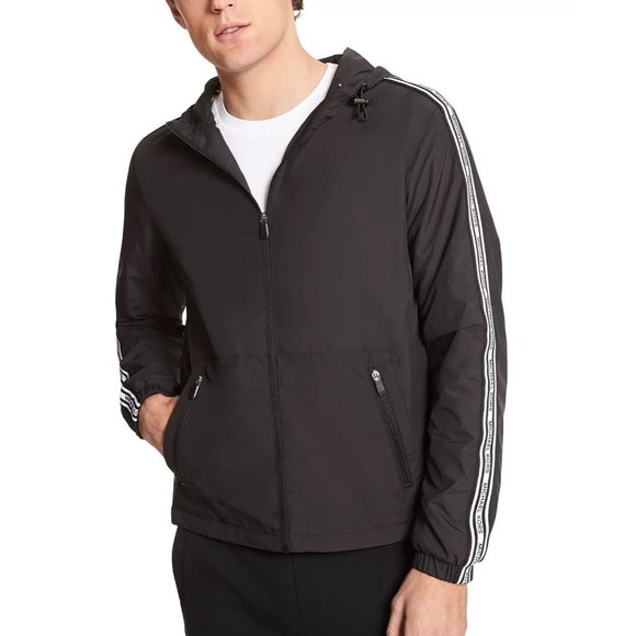 MICHAEL KORS Men's Lightweight Packable Hooded Jacket Black Size XL MSRP $248 - Picture 1 of 2
